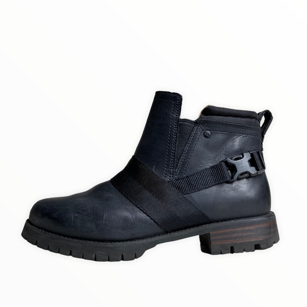 5.11 Tactical Leather Buckle Detail Side Zipper Closure Block Heel Ankle Boots
